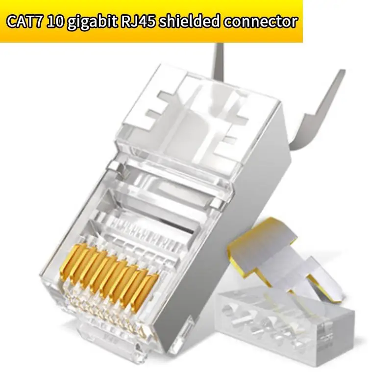 

Cat7 RJ45 разъем Cat7 STP 8P8C модульный Ethernet-кабель FTP/STP Head Позолоченный разъем для сети RJ 45 обжимные соединители