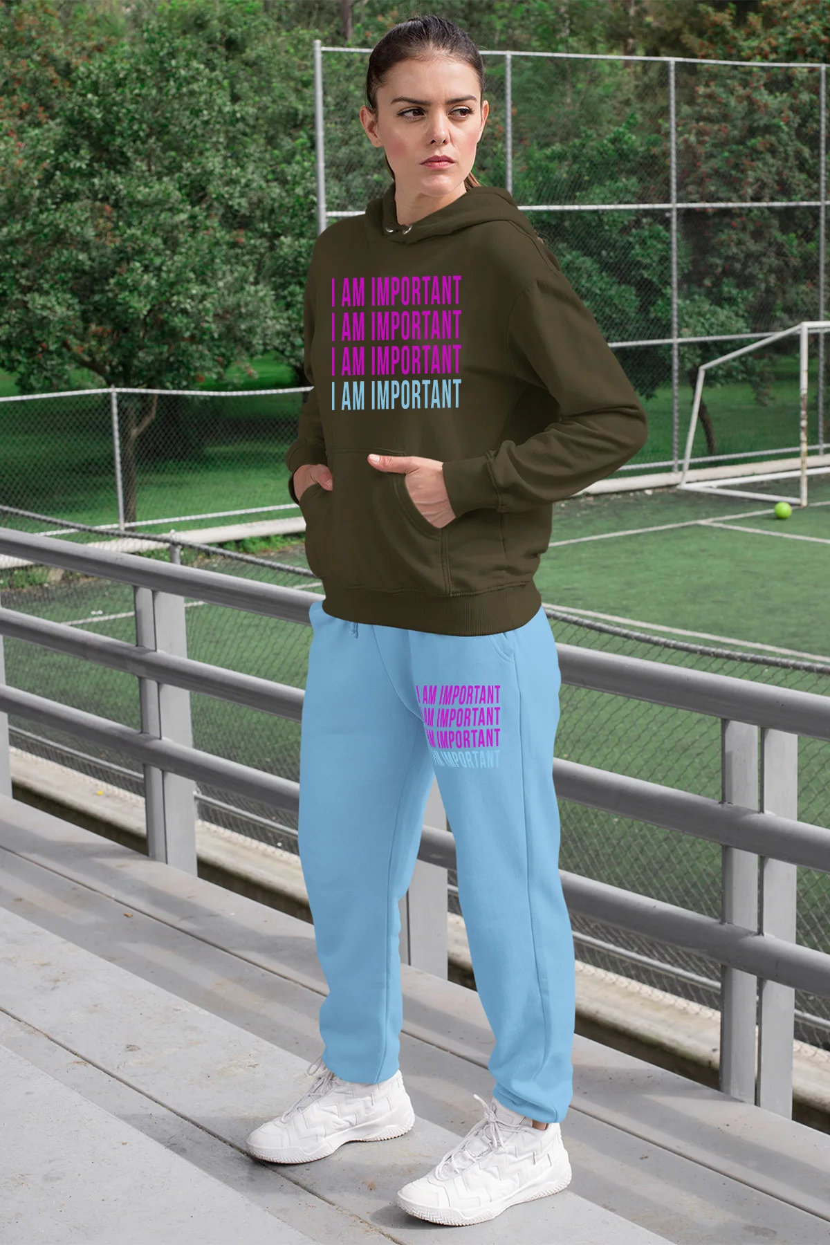 Женский спортивный костюм Angemiel зеленый свитшот с капюшоном синие спортивные