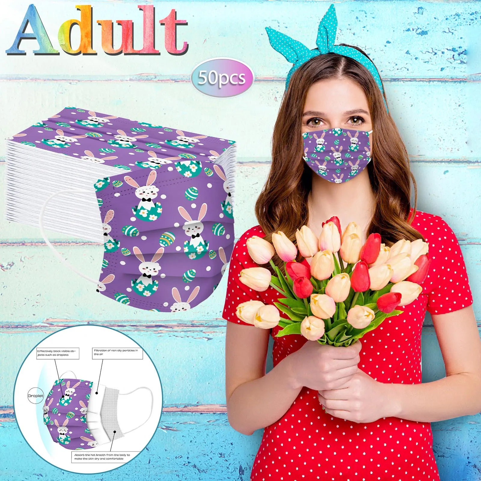 Маска для взрослых на Пасху 10 шт. одноразовая улицы высокое качество дышащая 3