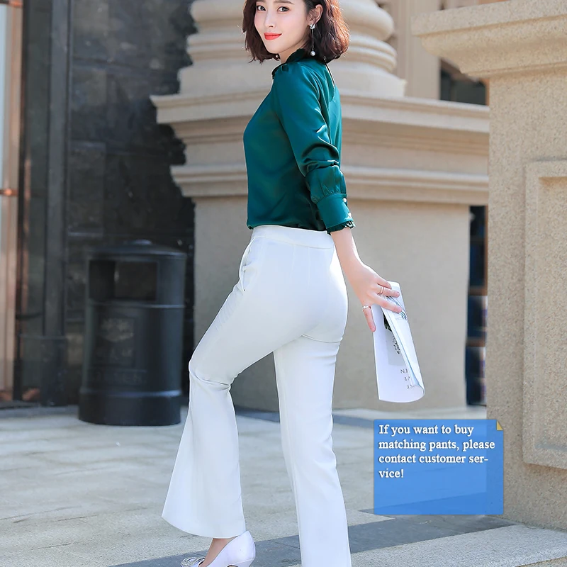 Сатиновая рубашка Lenshin с круглым вырезом и длинным рукавом Высококачественная