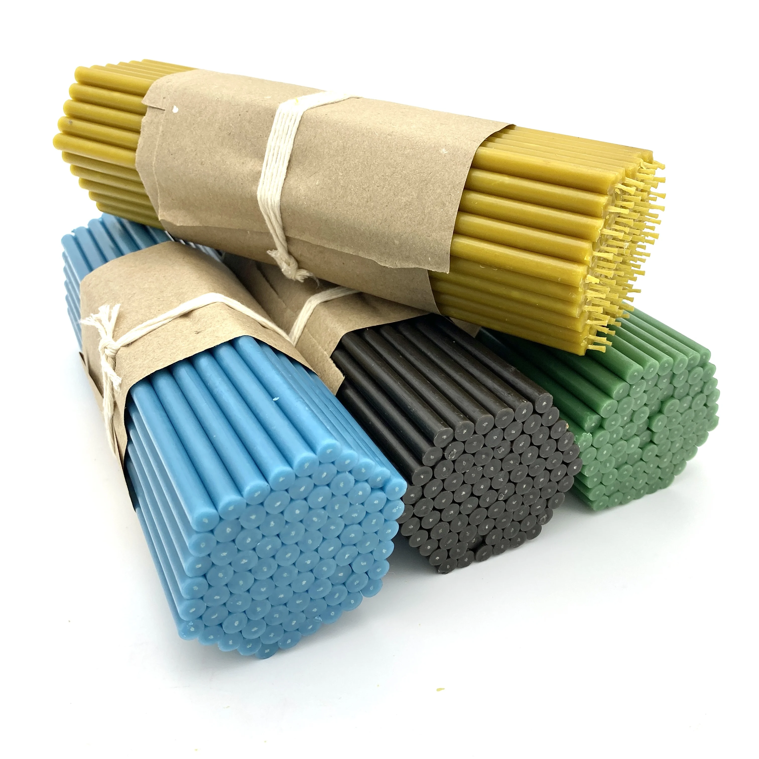 Свечи восковые цветные голубые зеленые черные желтые красные бирюзовые