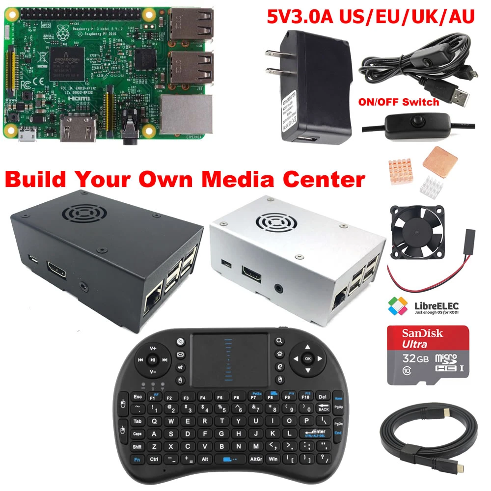 Комплект 4 Raspberry Pi 3 Model B медиацентр Kit M3B01 - Комплект: Комплект 4