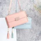 Женская сумка на ремне через плечо, многофункциональный Длинный кошелек, модная сумочка с кисточкой, держатель для карт, женская маленькая сумка через плечо для сотового телефона