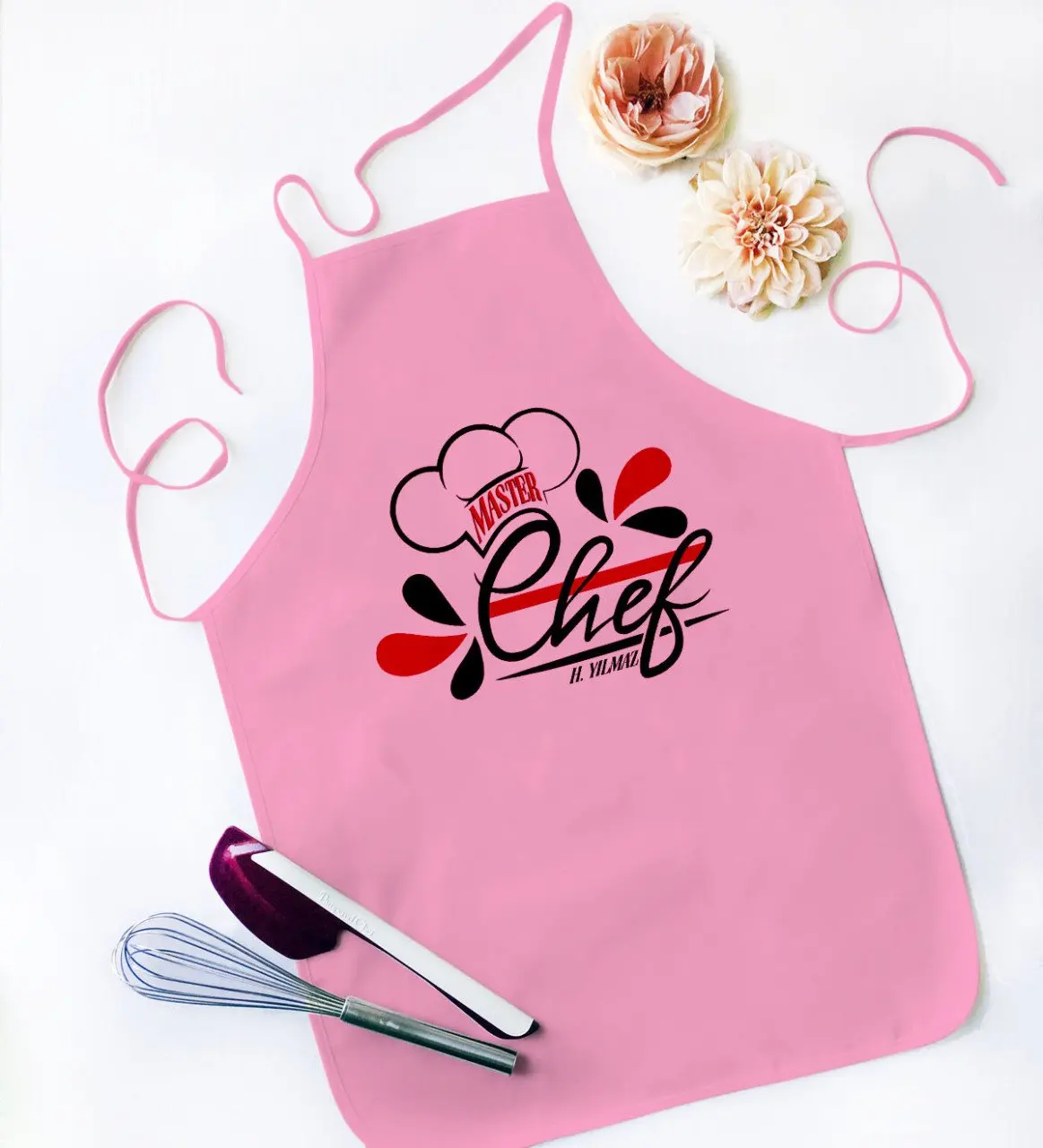 

Персонализированные шеф-повара розовый кухонный фартук-4 мать подарок на день Святого Валентина ткань Повседневная кулинарная кухня столо...