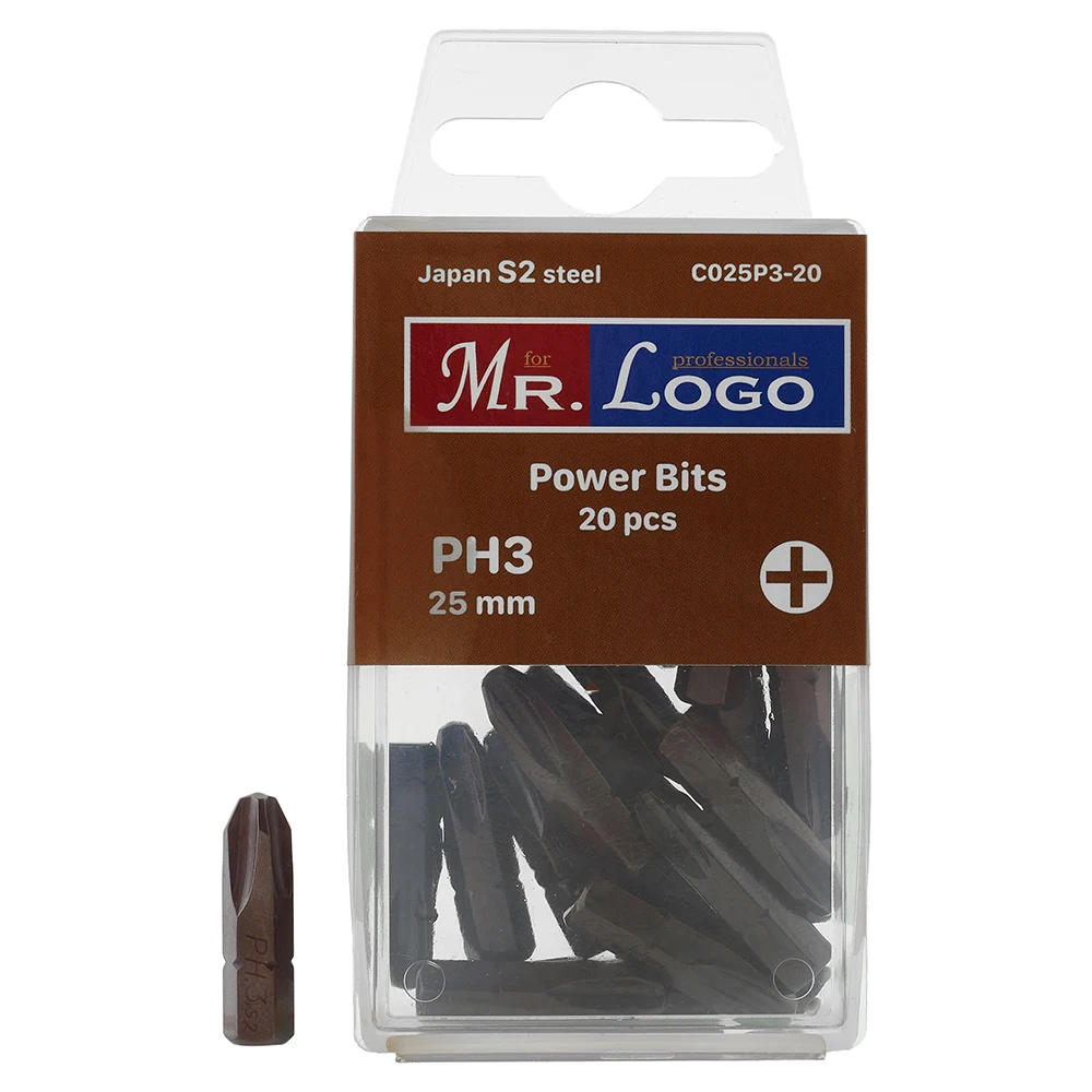 Бита PH3 x 25 мм Mr. Logo Сталь - S2 (фасовка 2 шт или 20 шт) арт. A025P3-2 C025P3-20
