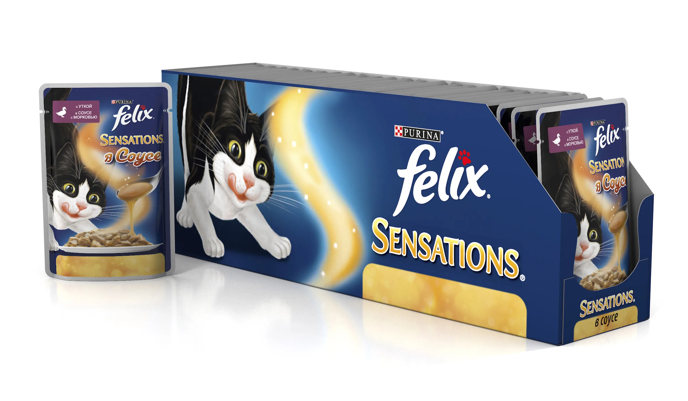 Корм для кошек Felix Sensations утка в соусе с морковью 85г 24шт упаковке | Дом и сад