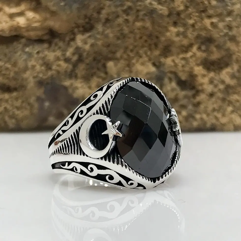 Мужское серебряное кольцо с камнем из черного оникса от AliExpress RU&CIS NEW