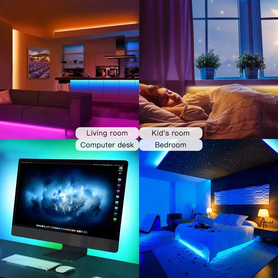 

LED Strip Light RGB 5050 5M 10M Waterproof for Room Bedroom TV Background Ball Decoration Work with Tuya Smart Life Alexa Google