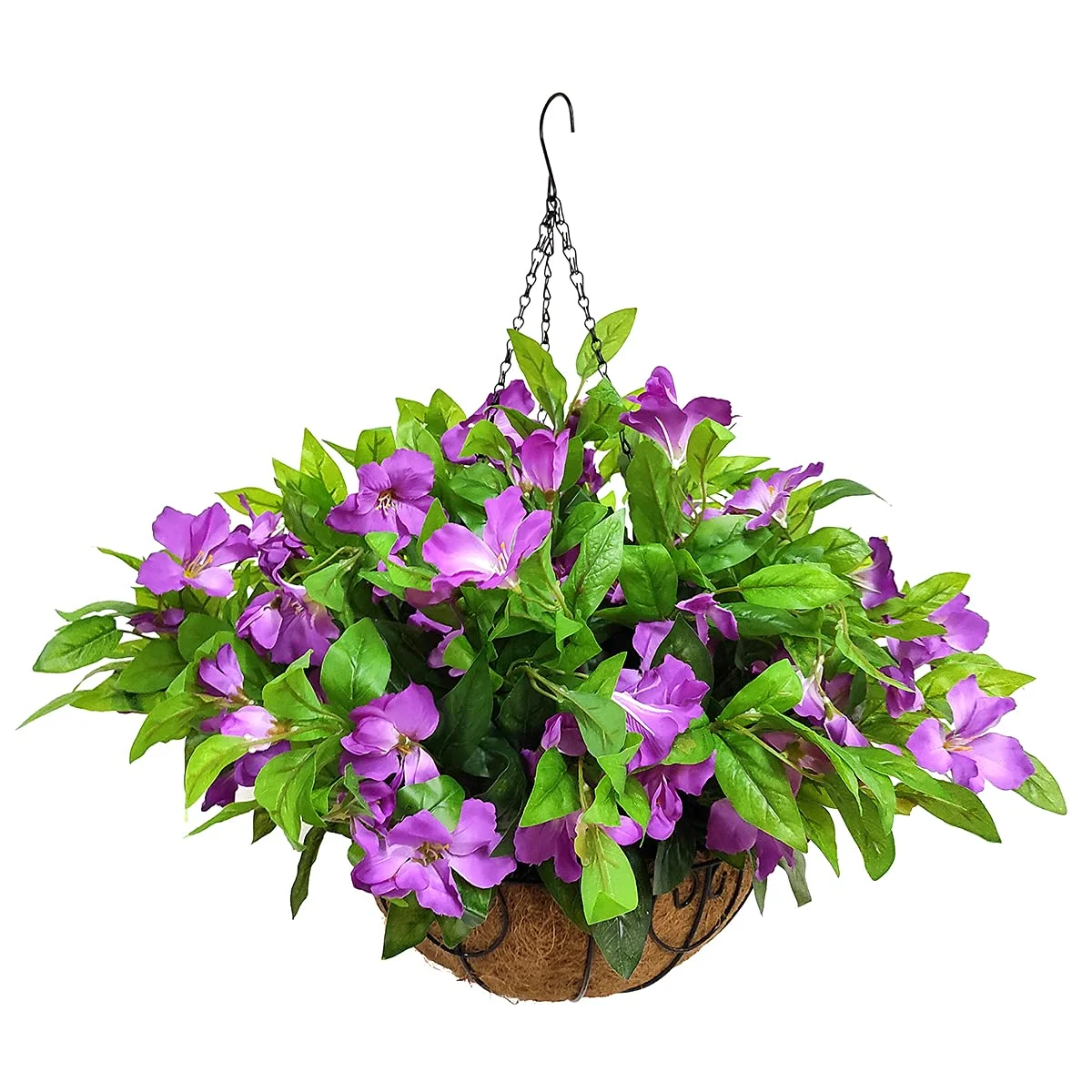 

Artificial Flowers Hanging Basket Fake Plant Silk Azalea Faux Arrangement for Wedding Home Garden Decoration