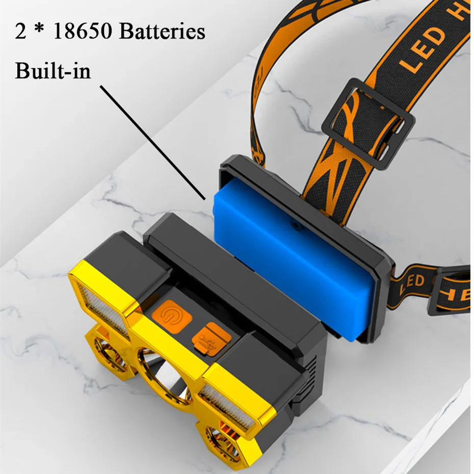 Суперъяркий светодиодный налобный фонарь 4 режима встроенный аккумулятор 18650