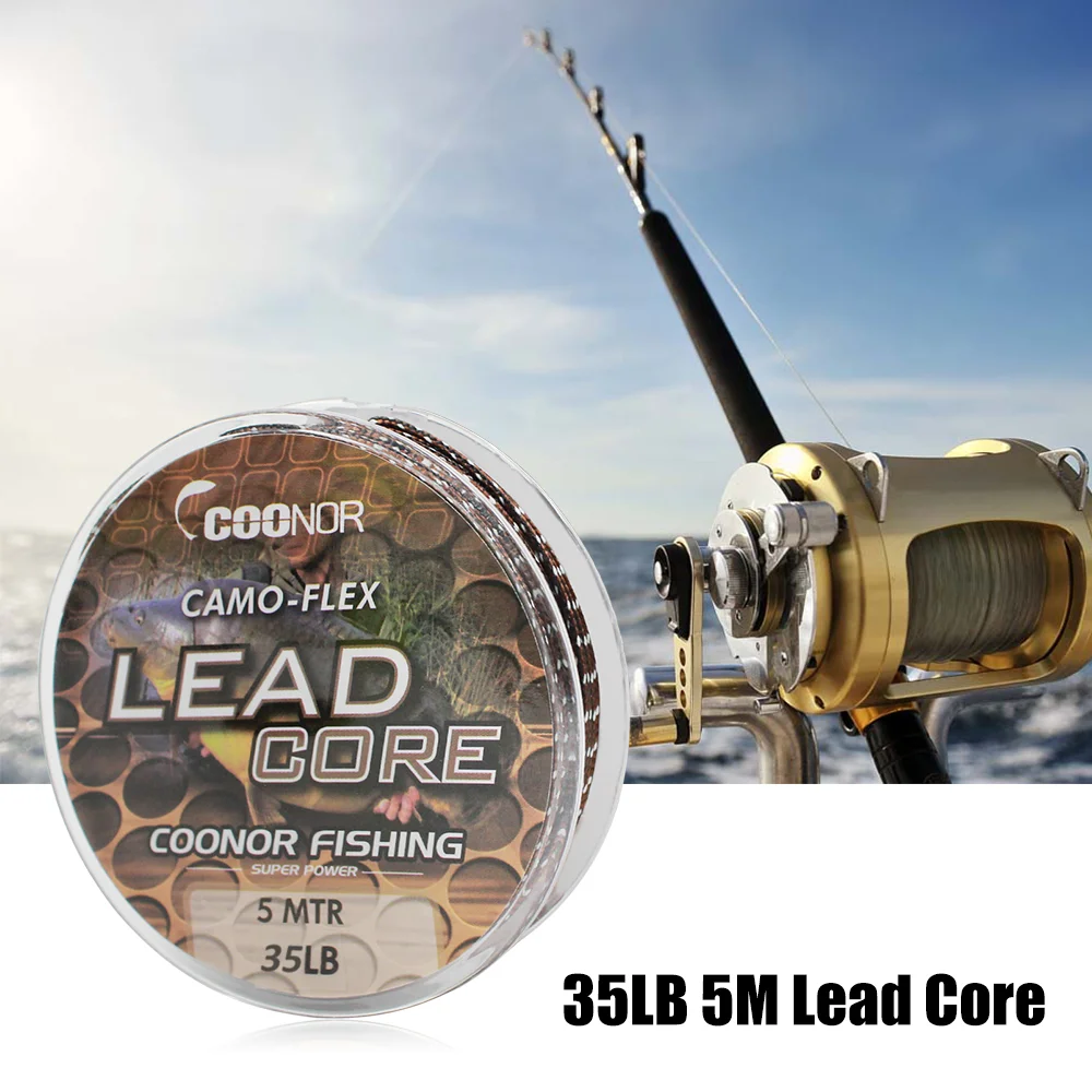35lb 45lb 55lb 5 м рыболовная леска Leadcore камуфляжная кофейная Карп плетеная Линия для