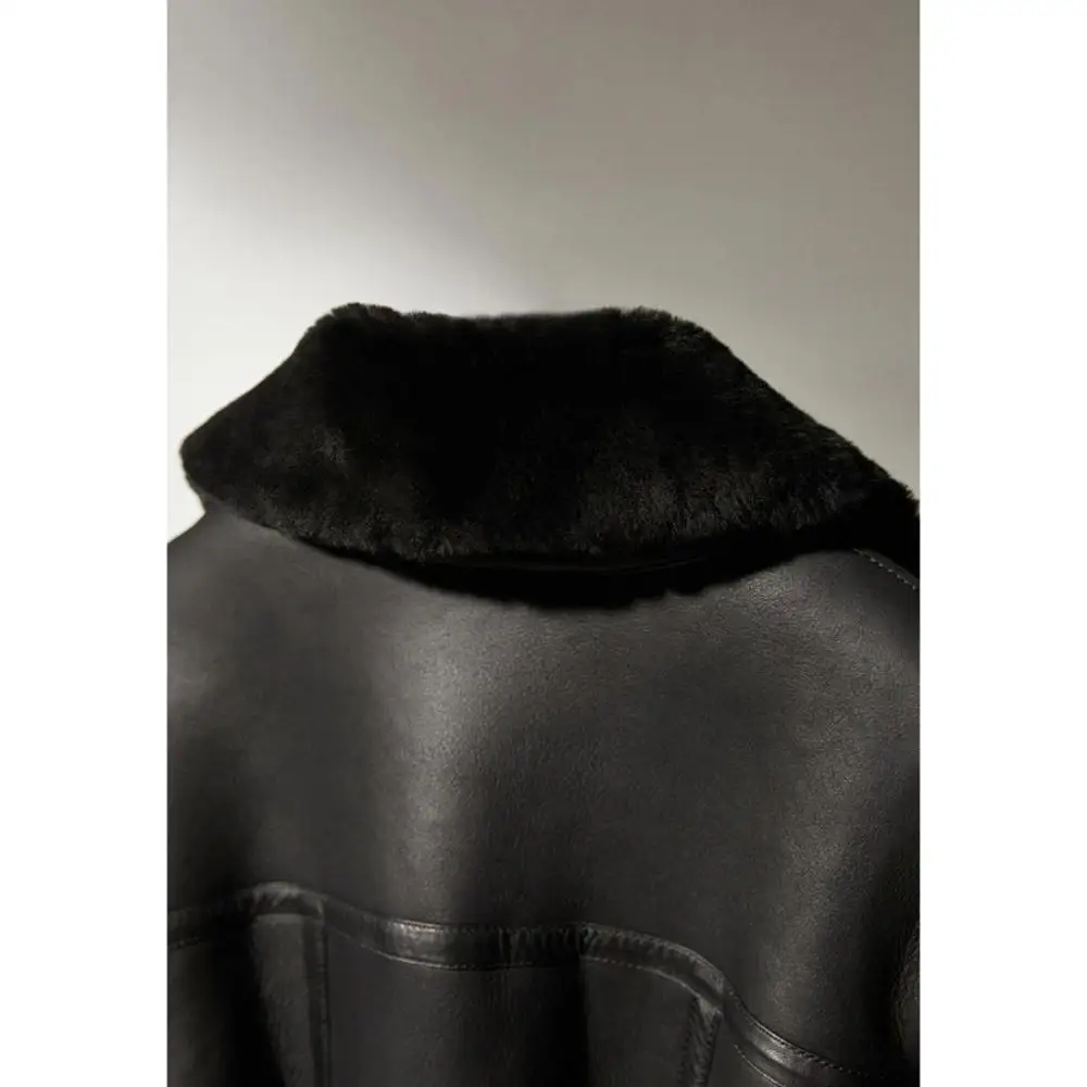 

Wool Sheep Leather Jacket Genuine Leather Women's Winter Coats from Turkey without warm clothes Genuine Leather Goods
