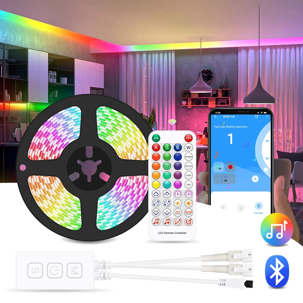 Светодиодная ленсветильник Bluetooth и пульт дистанционного управления WS2811 Dreamcolor Music