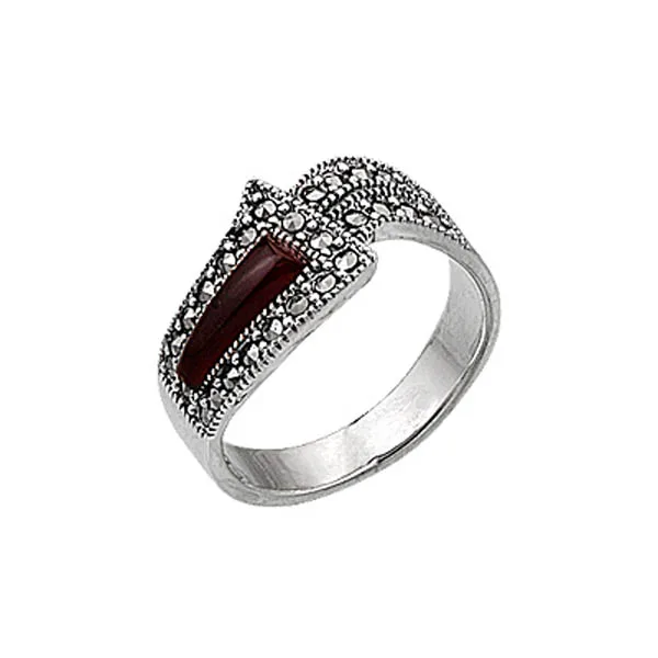 

Серебряное 925 пробы кольцо из марказита