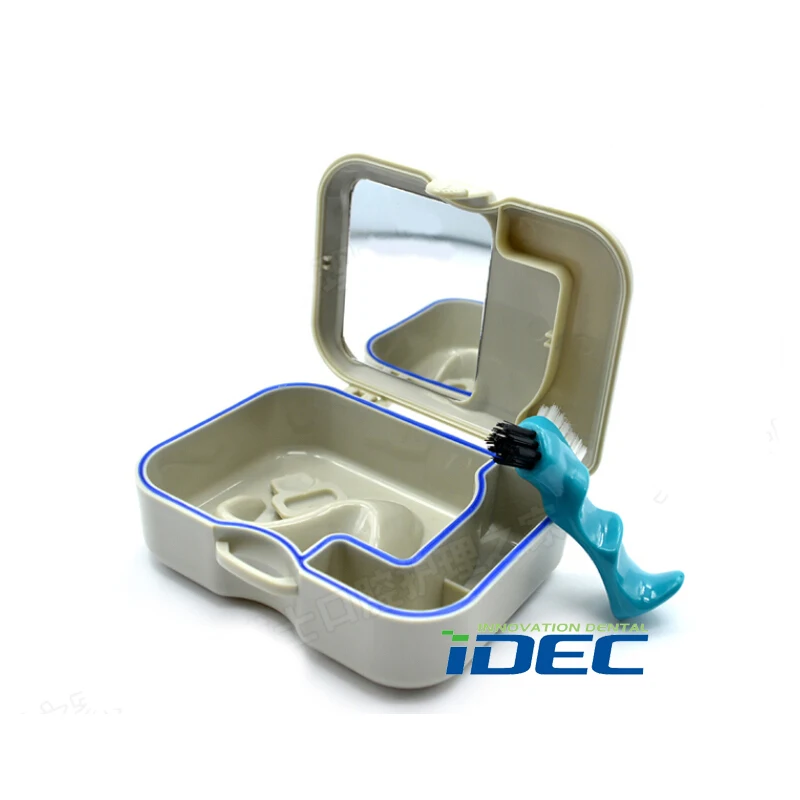 1 шт. чехол для хранения зубов с зеркалом и щеткой |