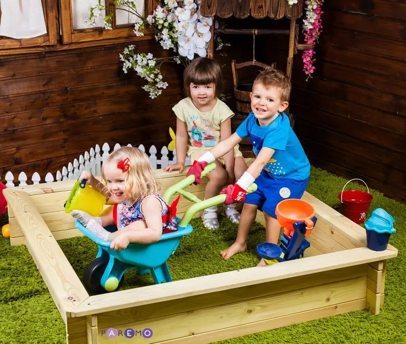 Деревянная песочница &quotСиндбад&quot (4 лавки пропитка подложка)|Пляжные/песочные