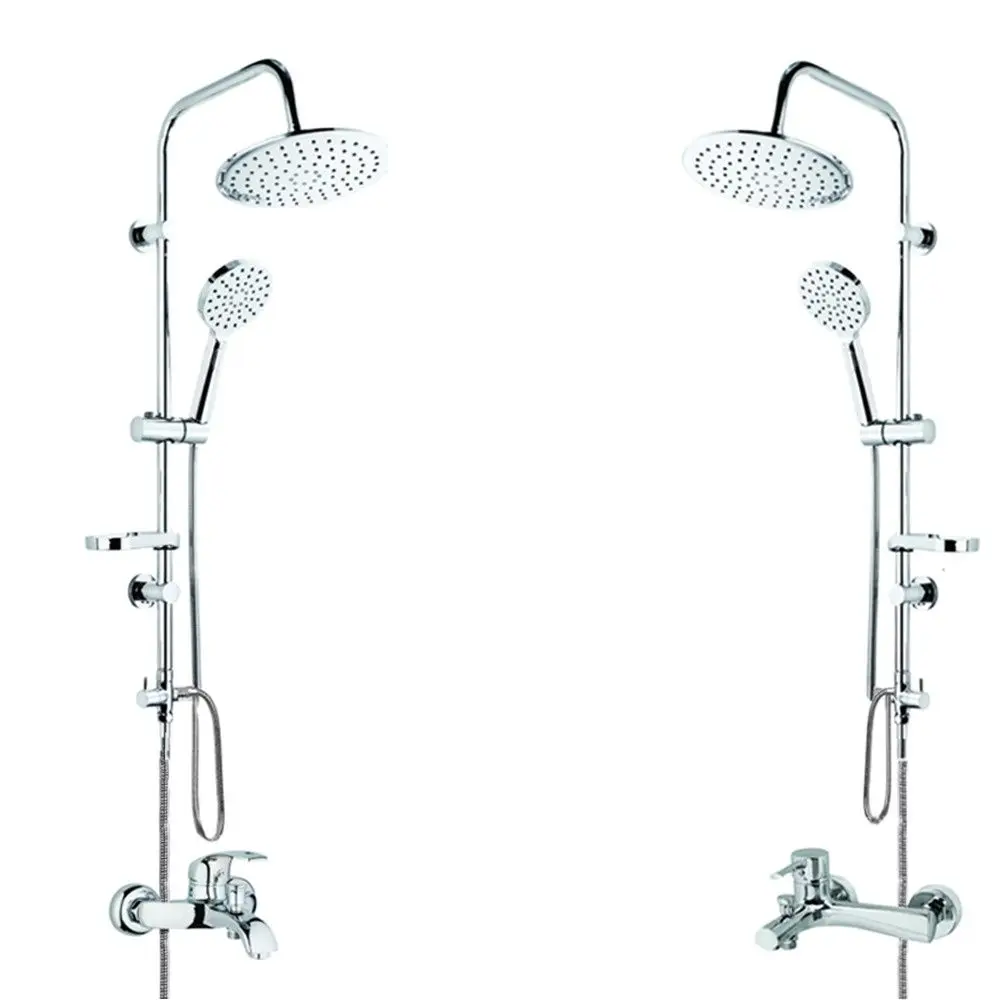 

Chrome Plated Brass High Pressure and Quality Water Saver Hand and Rainshower Head Shower System with Brass Faucet for Bath
