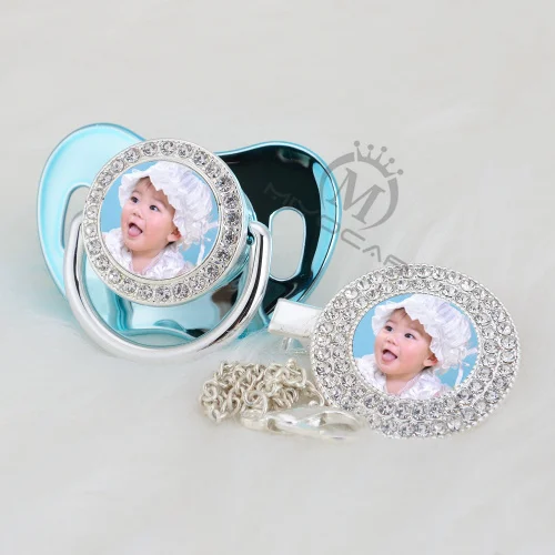 MIYOCAR изготовленные на заказ пустышки любое имя фото серебро bling соска и пустышка Клип BPA бесплатно пустышка bling удивительный дизайн P-1-P - Цвет: p-10-1-P 0-6m