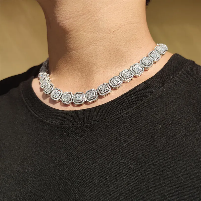

13MM Square CZ Necklaces for Women Iced Out Zircon Necklaces Girls Bling Fashion Jewelry for Drop Shipping