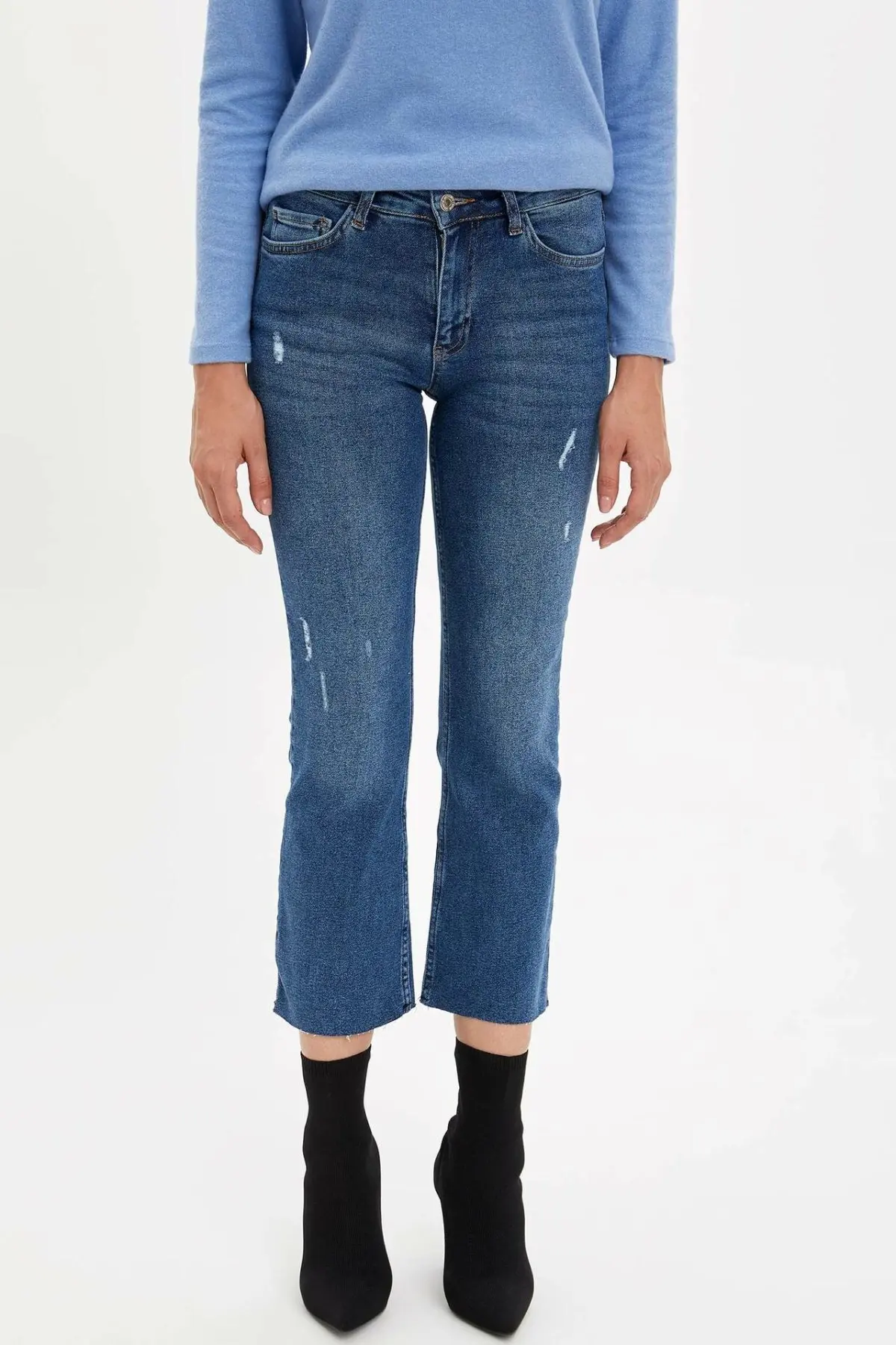 DeFacto женские осенние синие джинсы повседневные рваные джинсовые штаны Trousers