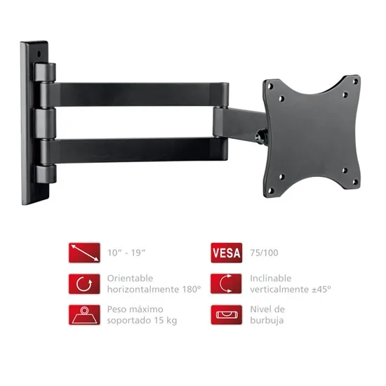 Soporte de TV Fonestar поворотный VESA 75/100 черный цвет для плоских экранов от 13 до 27 дюймов