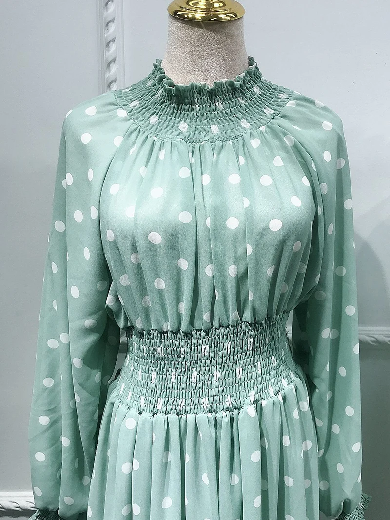 

Women Dot Waist Long Dress