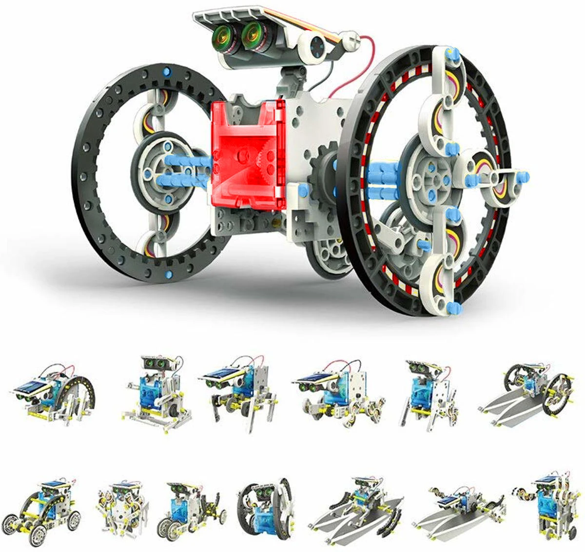 Children's Educational designer robot on a solar battery 14 in1 technician toy for boys 3 in 1 DIY Toys Solar Powered Robot Science Kit Blocks