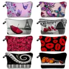 Красный ретро-органайзер, модные косметички для принта, бабочки, пианино, водонепроницаемая косметичка, горячая распродажа, чехлы на молнии для туалетных принадлежностей