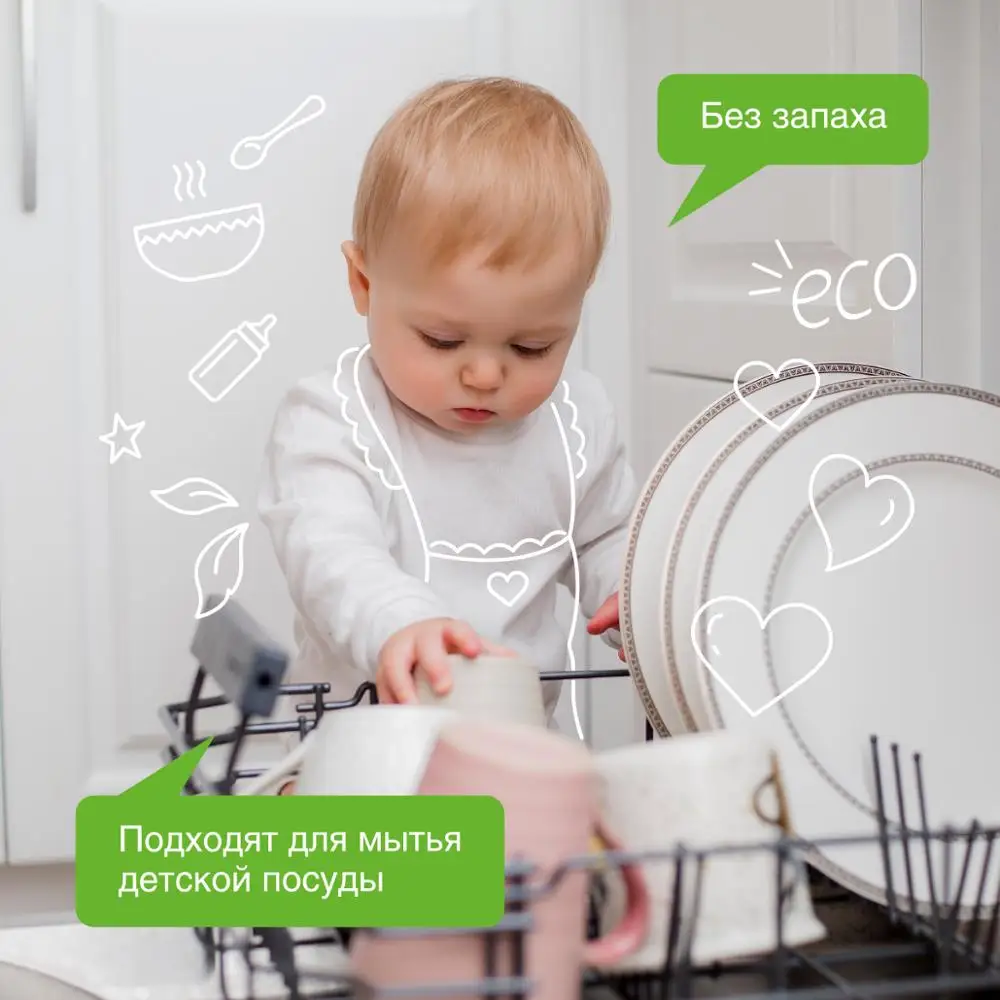 Таблетки для посудомоечных машин Synergetic 55шт | Дом и сад