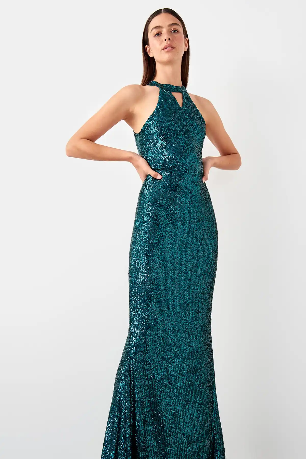Trendyol вечернее платье с блестками TPRSS19AE0147 | Свадьбы и торжества
