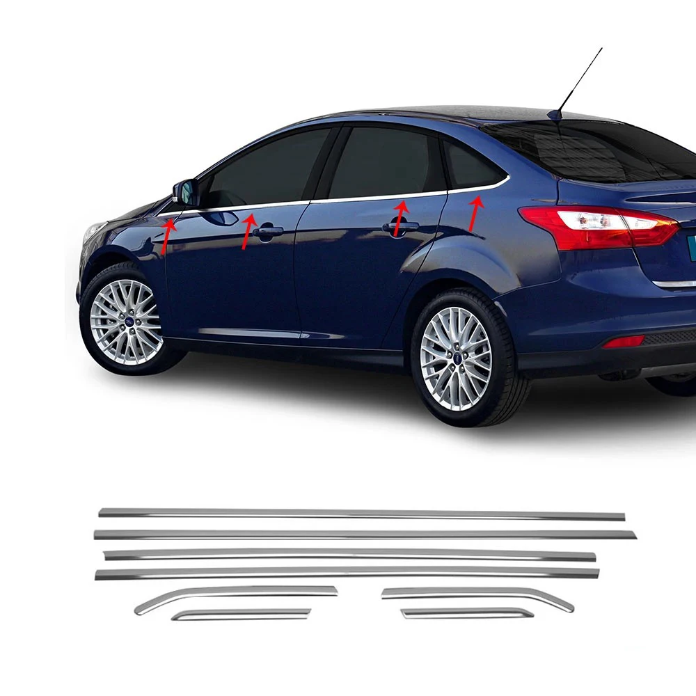 

Ford Focus 3 Sedan Chrome Window Frame Trim 8 Piece Stainless Steel (2011-2017)
