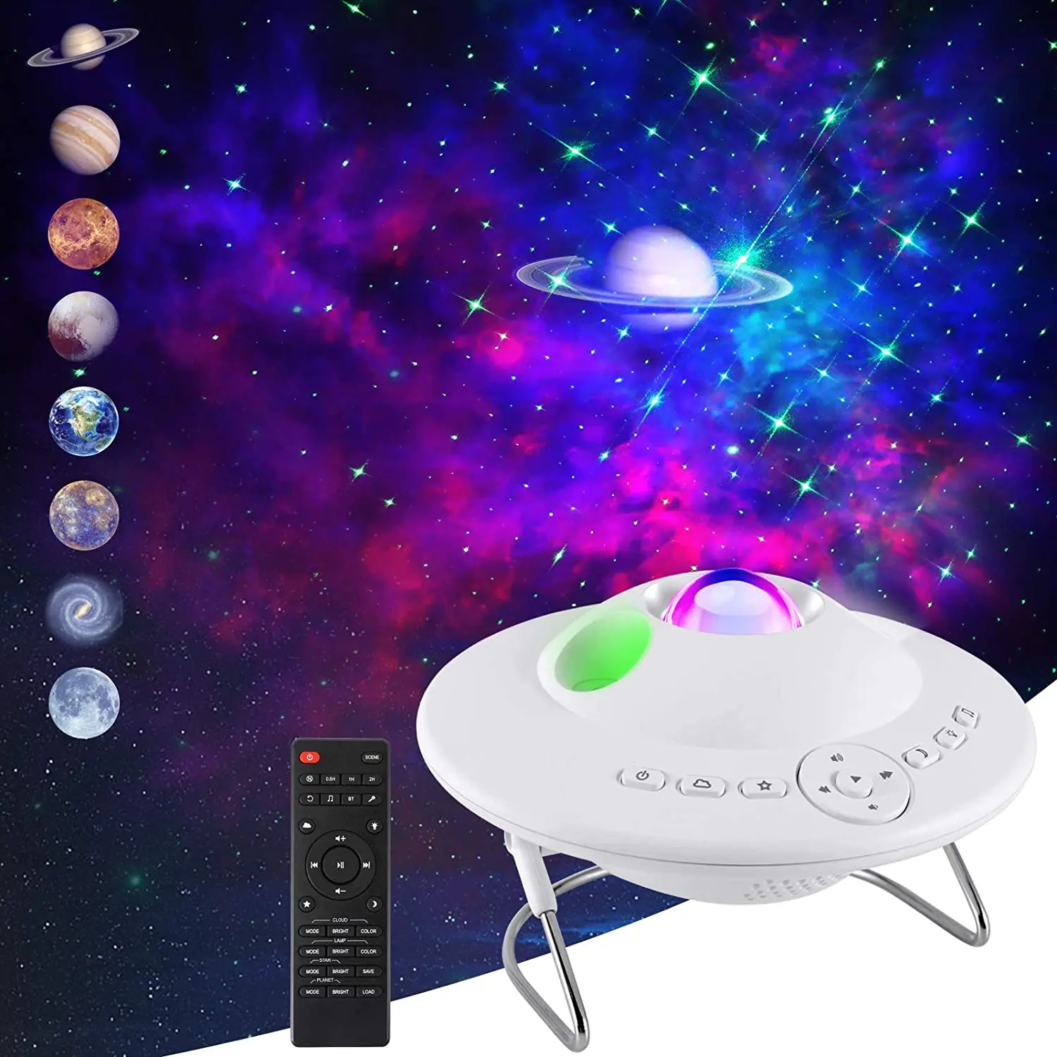Galaxy Projector Ufo Shape 8 Planetary Led Star Projector Decoration Gaming Room Bedroom Night Light Starry Sky Laser Lamp Gift
