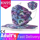 Маска для взрослых KN95 FFP2 с принтом бабочек, 5 слоев, респиратор CE KN95, 1-50 шт.