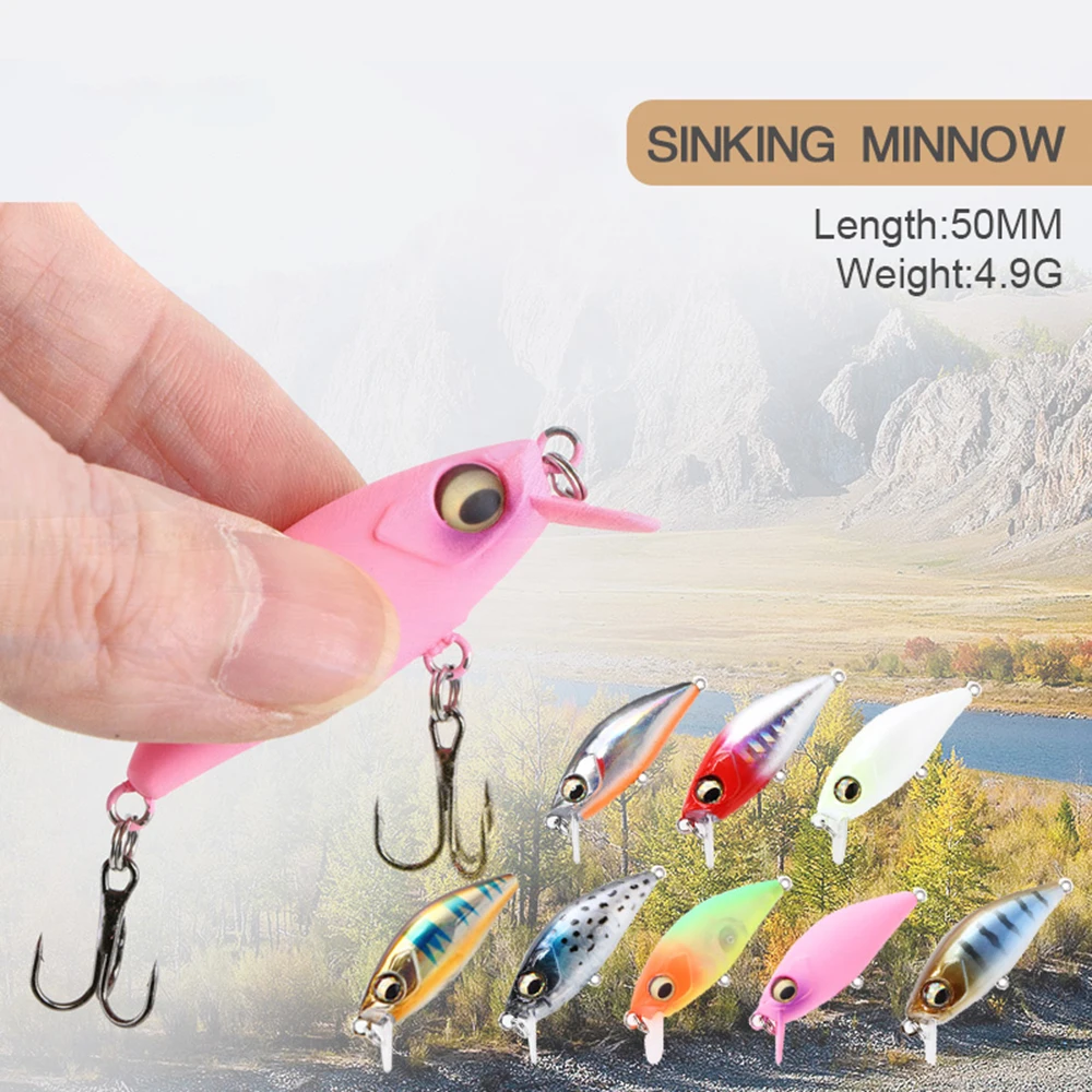 

5cm 4.9g Fishing Lure Micro Minnow Wobbler Fat Beagle Slow Sinking Jerkbait Artificial Hard Bait Fresh Water Trout Bass Bait
