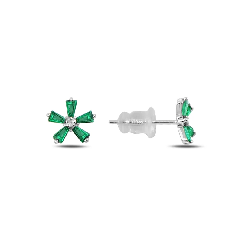 

Silver 925 Sterling Zircon Cubic Zirconia Flower Earrings