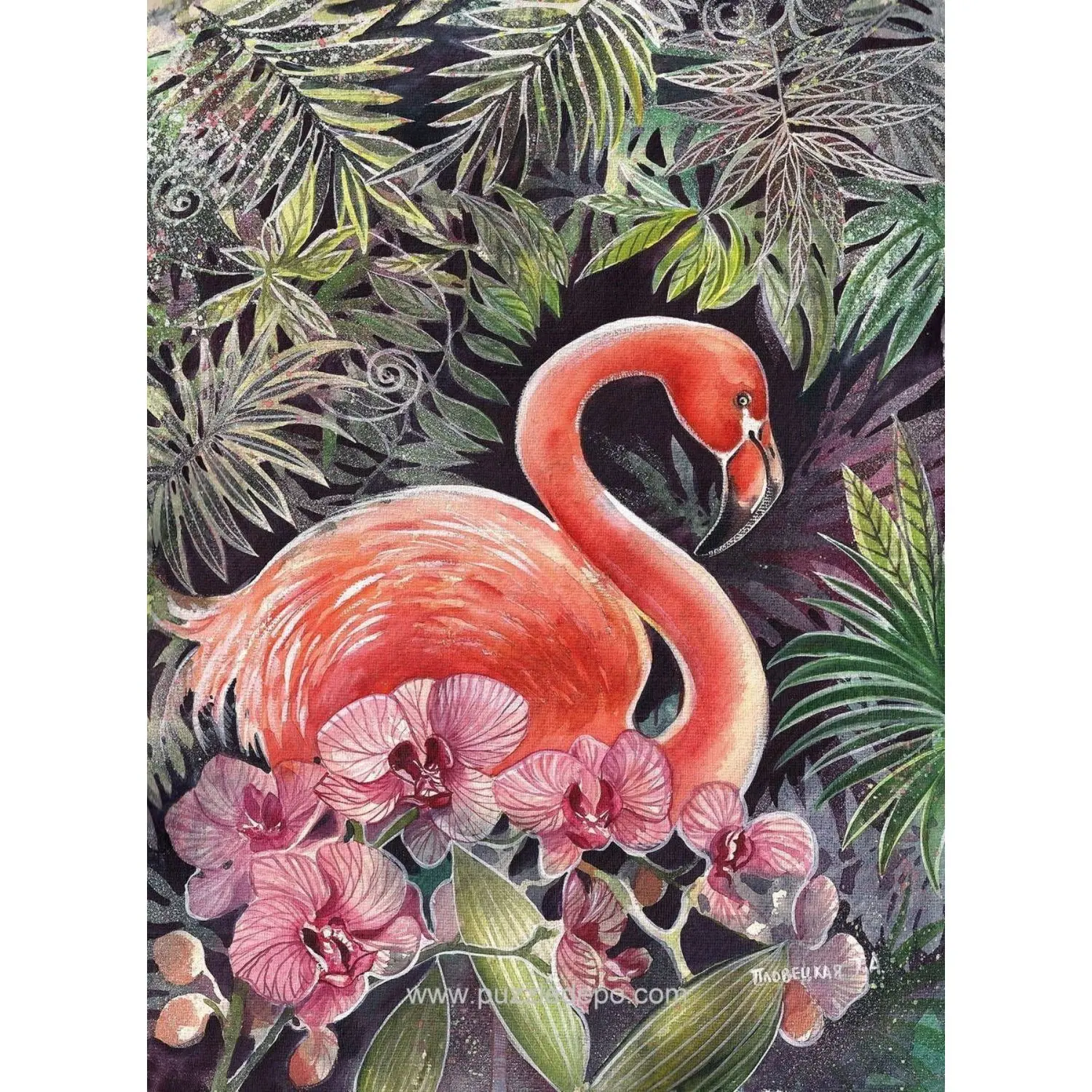 Nova 41097 Flamingo Puzzle - 1000 Parts-Tatiana Plovetskaya - Pink Flamingo 1000 Piece Jigsaw-Jigsaw-Blue puzzle Carton