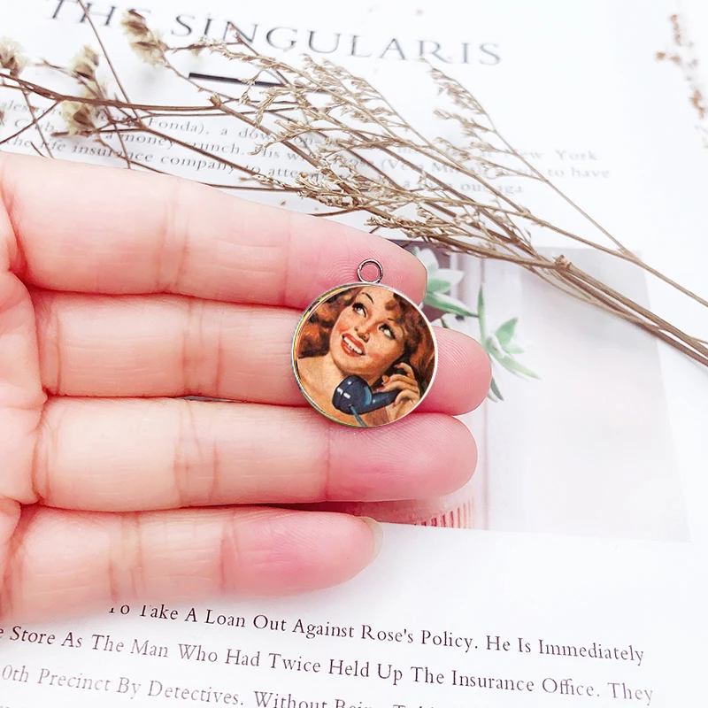 10PCS Phone Lady Charms for Jewelry Making Retro Blonde Charm Pendants For Bracelet Earring DIY Findings Jewelry