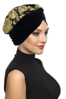 velvet special design ottoman motif ready turban hijab bonnet cancer cap women