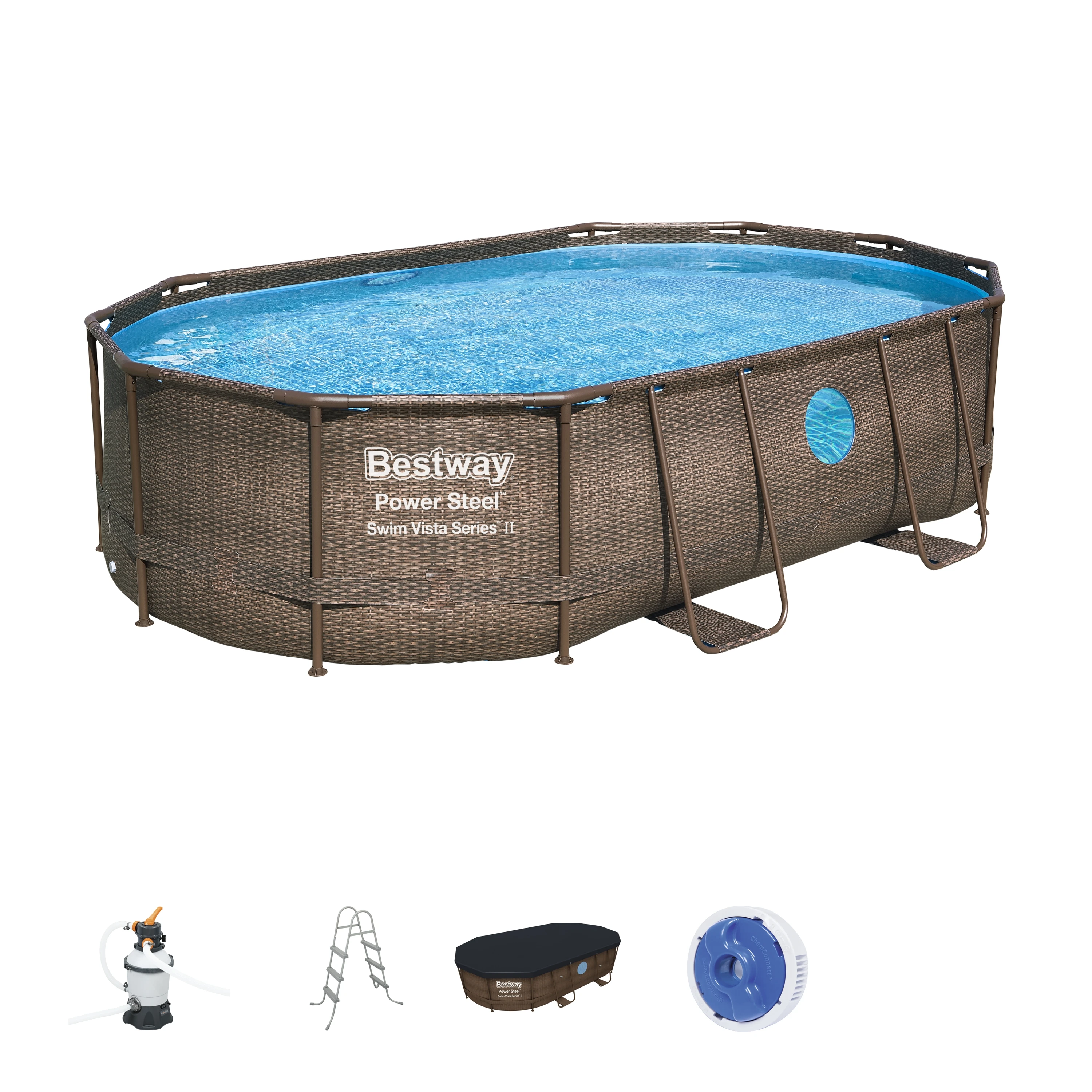 Scaffold oval pool design rattan 488 х305х107см full set Bestway swimming outdoor for summer leisure garden арт.56946 | Спорт и