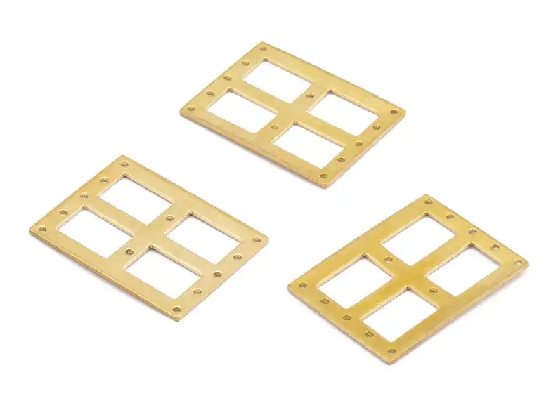 

Brass Rectangle Connectors - Raw Brass Rectangle Connectors - 12 Holes - Earring Connectors - 6Pcs/Lot - 37.6x28.13x1mm - PP2202