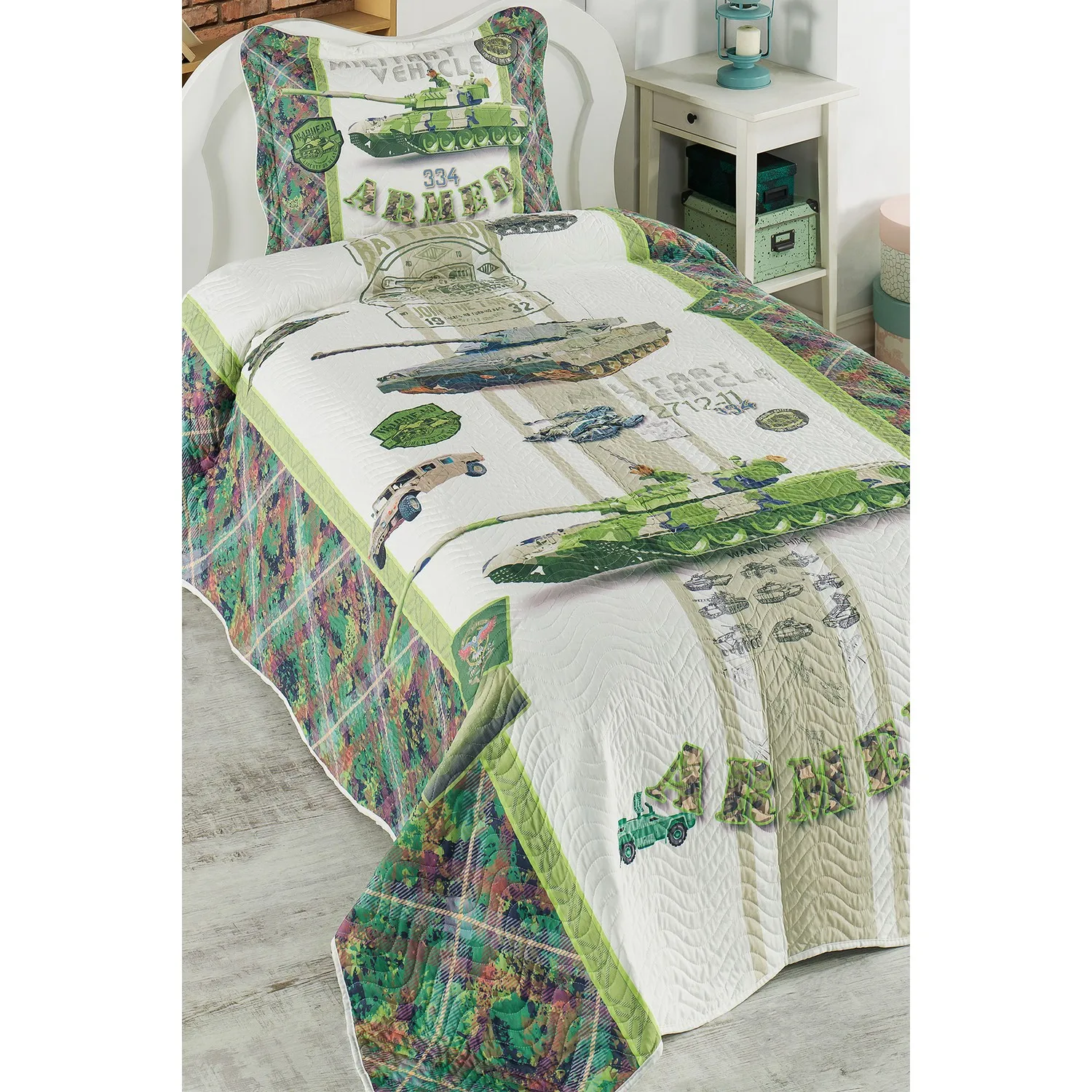 

YOUR AWESOME COVER Army Single Quilted Bedspread FREE SHİİPİNG