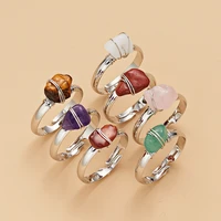natural stone crystal rings gold color wire wrap irregular amethysts quartzs adjustable finger ring jewelry for women gifts