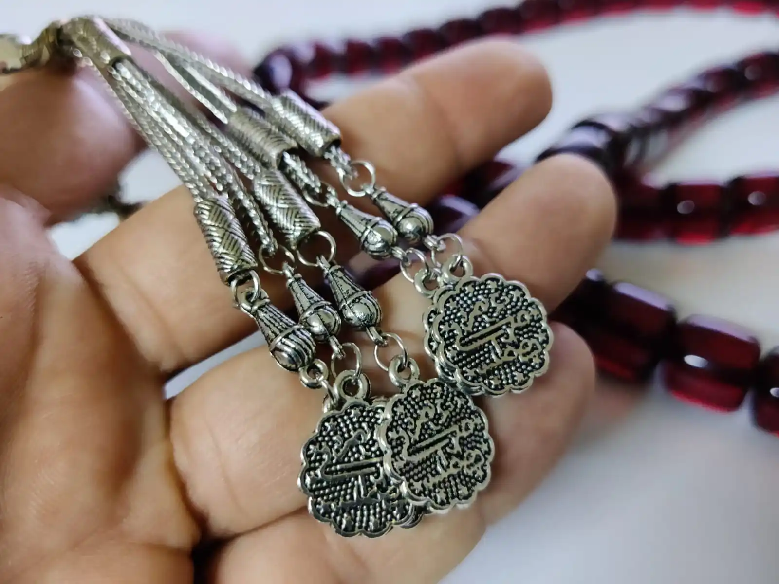 100 İslam Ottoman Kahraman Faturan German Red Amber Sandalous Misbaha Rosary Free Shipping Tasbih Tesbih İslamic Arabic Gift