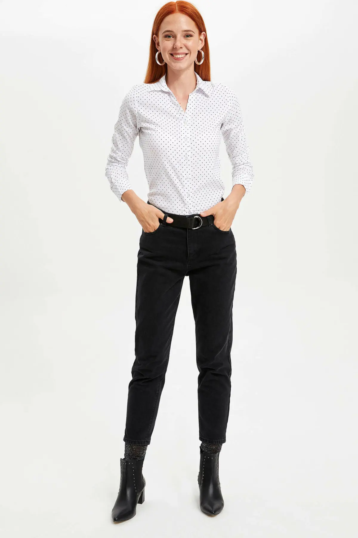 DeFacto Женская модная рубашка с воротником лацканами тонкий пуловер Повседневная