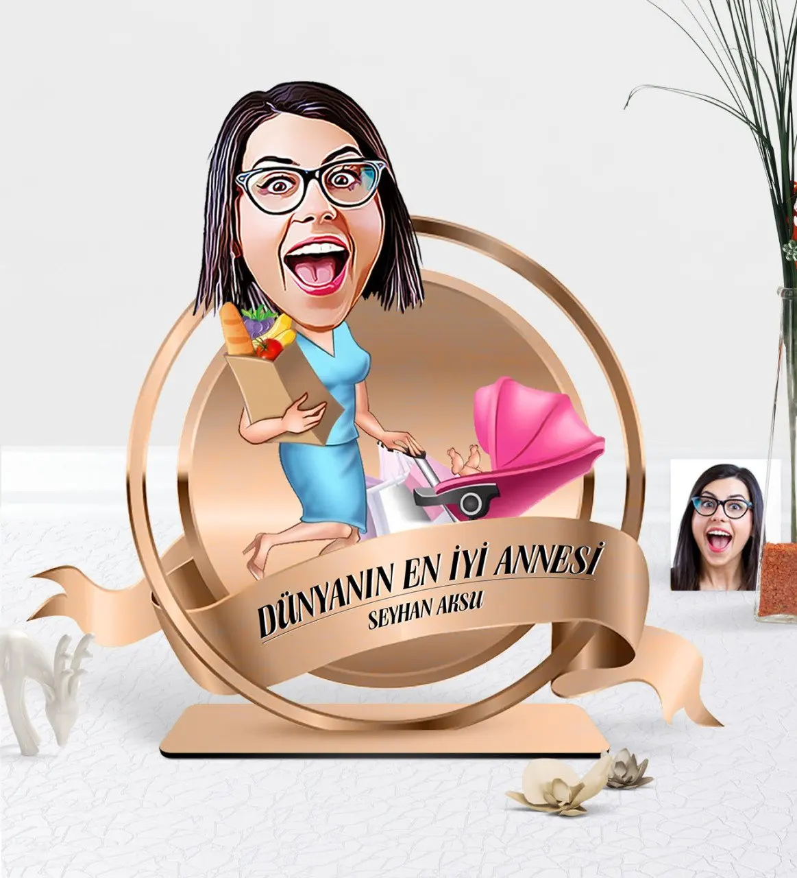 

Персонализированный мир лучшая мать карикатура 3D деревянная безделушка налет-5
