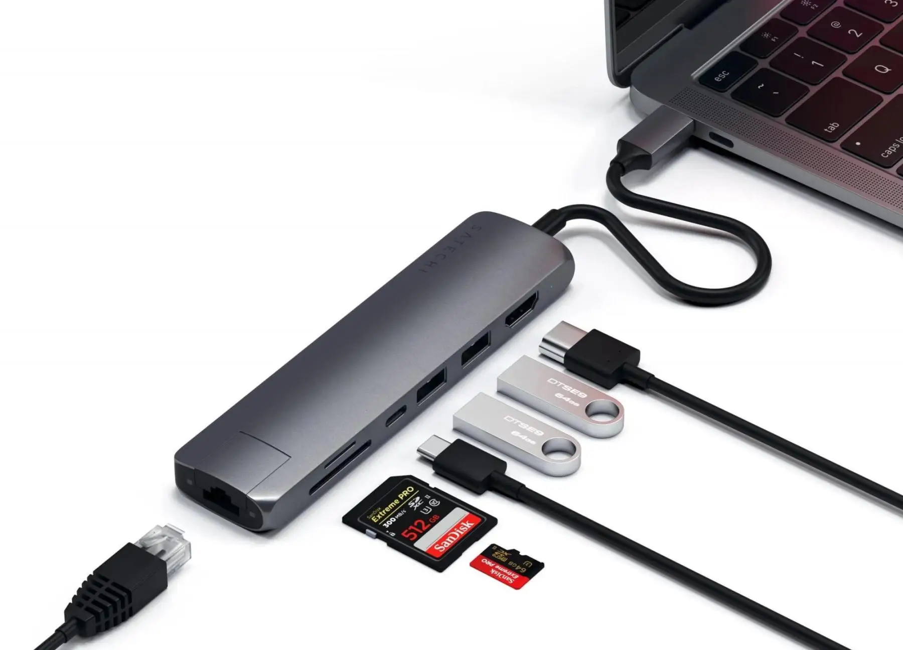 Хаб Satechi USB-C Slim Multi-Port Adapter ST-UCSMA3M (Space Grey) | Компьютеры и офис