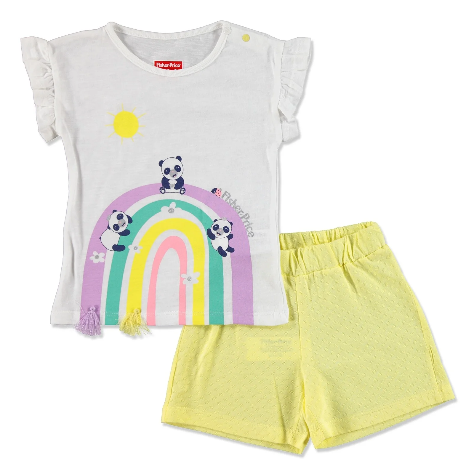 Ebebek Fisher Price/Летняя футболка с надписью My Rainbow для маленьких девочек комплект
