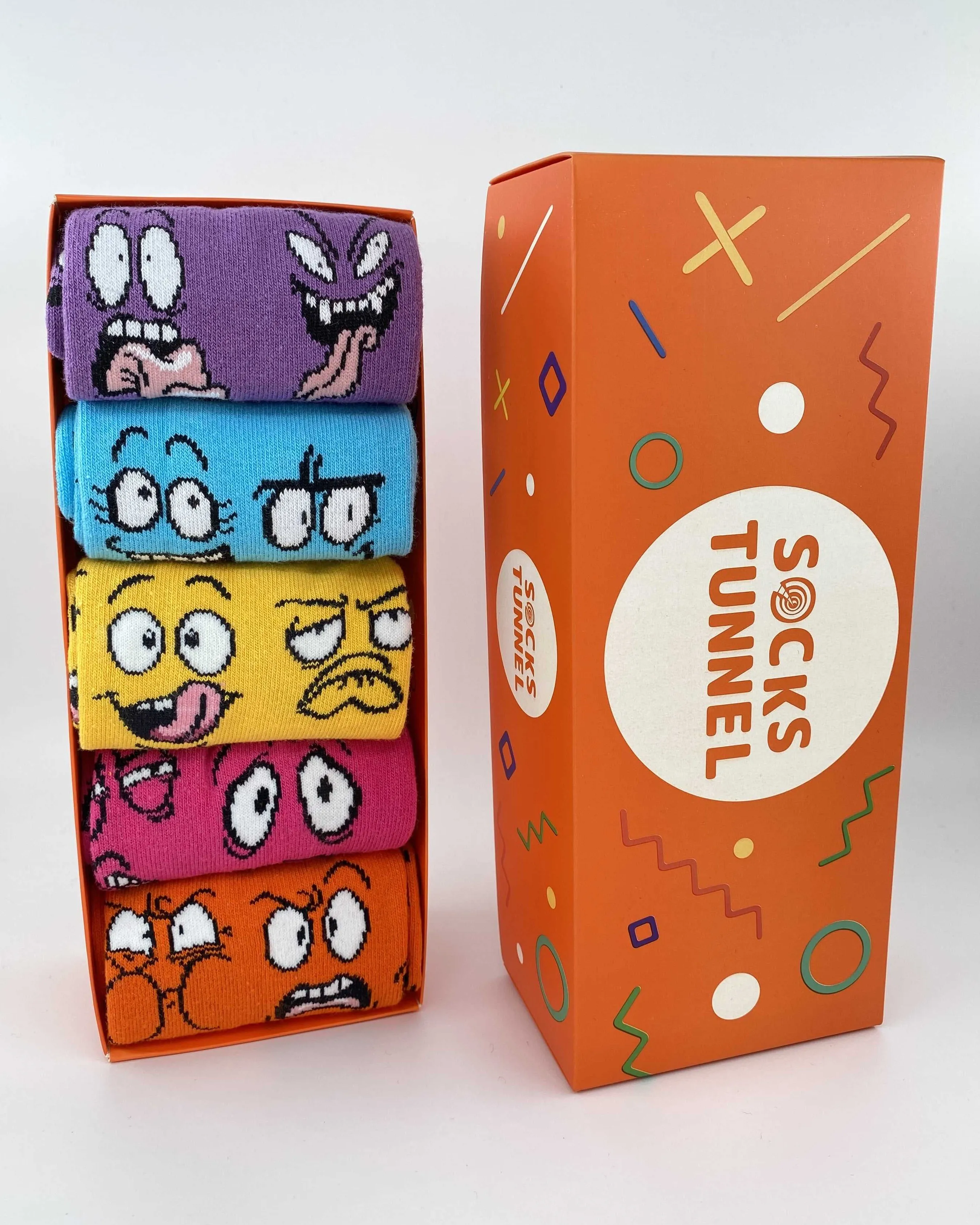 

Разноцветные носки унисекс, Цвет: фиолетовый, синий, желтый, фуксия, оранжевый