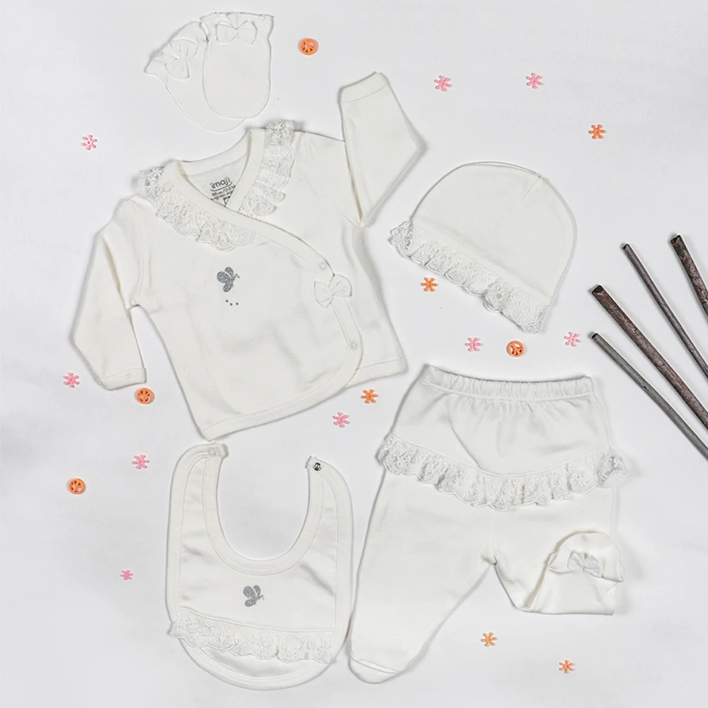 

Butterfly Girl 5 Pieces Newborn Baby Girl Hospital Outfit Cotton