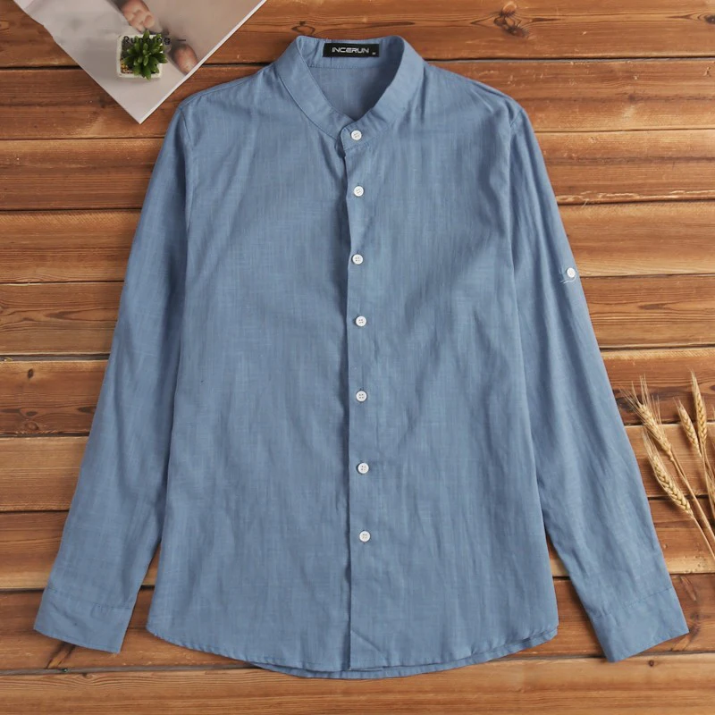 Гавайская Для Мужчин's Повседневное офисные рубашки Slim Fit с длинным рукавом мужская облегающая блуза на пуговицах с белого цвета с V-образным вырезом и черное белье социальная одежда